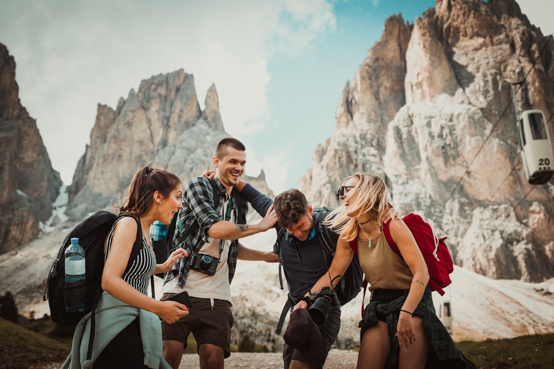 Friends on a mountain hike